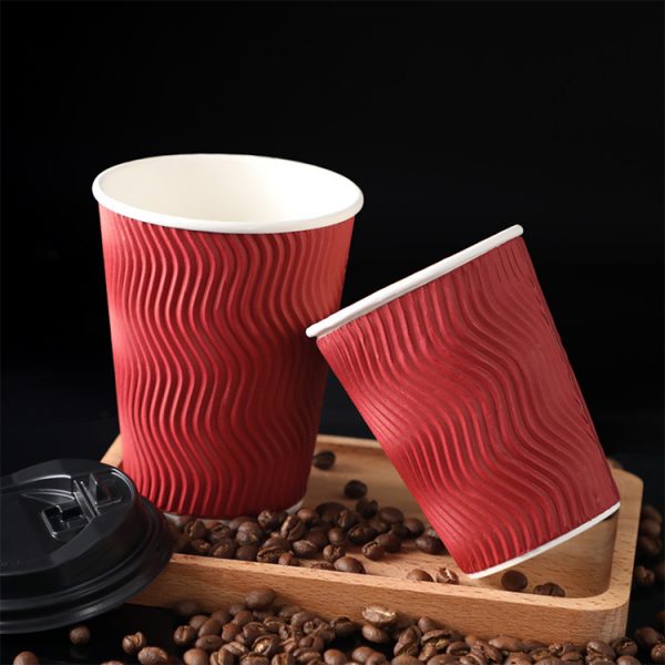 8oz Red Ripple Coffee Cup